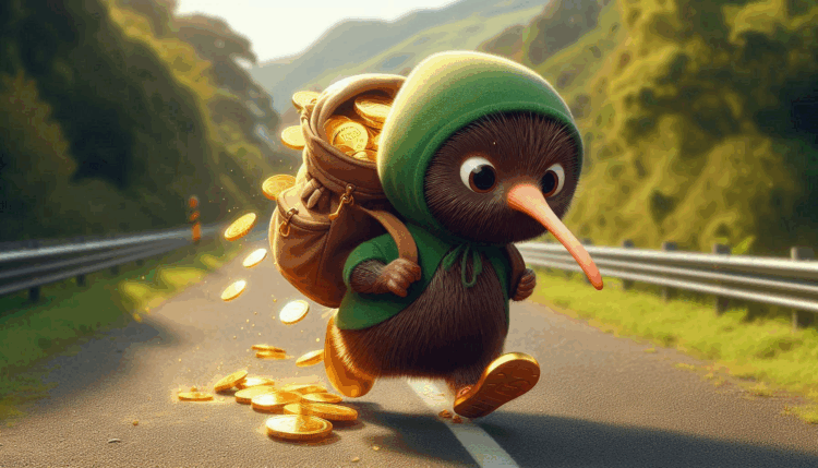 Set up Google Ads myself Cartoon Kiwi dropping gold coins due to poor Google Ads management