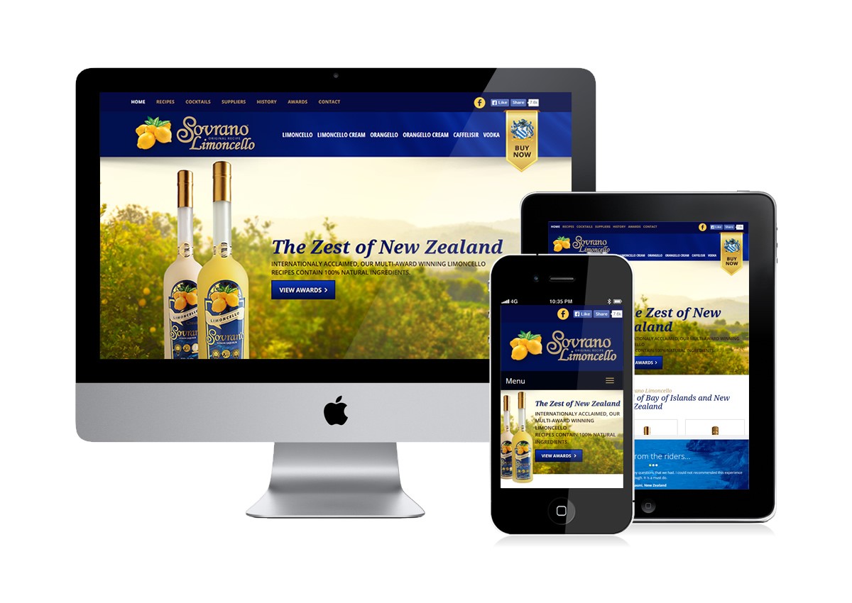 Sovrano Limoncello mobile website Sovrano Limoncello mobile website on three different screens