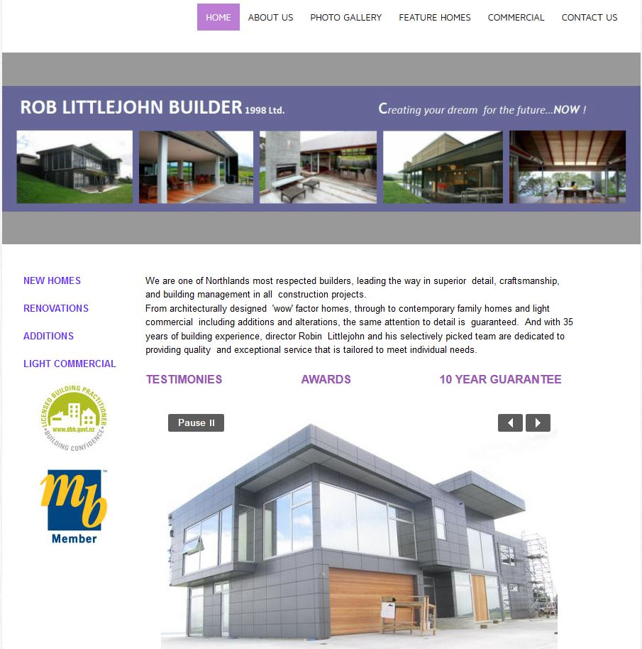 Rob Littlejohn Builder - His old website was confusing to use and the visitor missed out on seeing a lot of content because the links weren't clear.