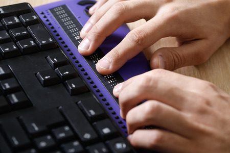 braille keyboard Blind person using a computer