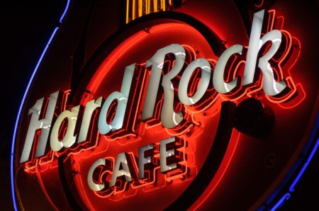 Big neon Hard Rock Cafe logo