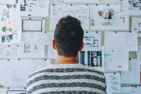 Planning your new website design Man preparing for website design project