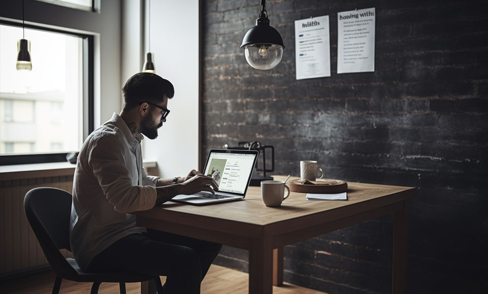 Man reading a digital marketing blog
