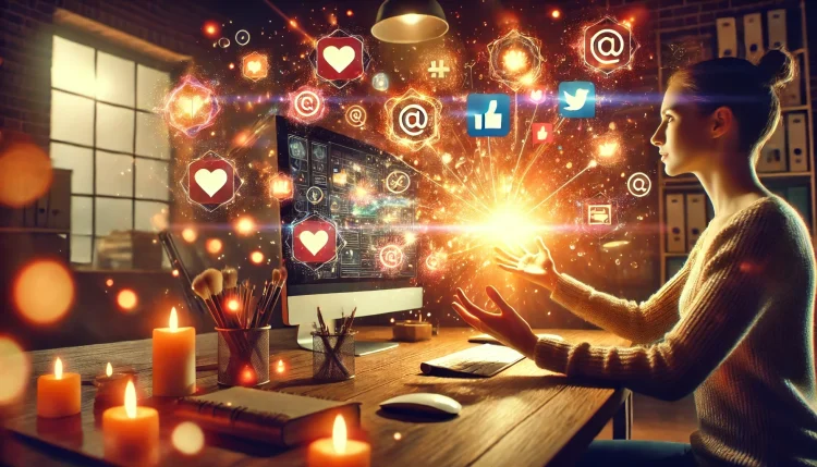 a lady magically creating compelling content Create compelling content