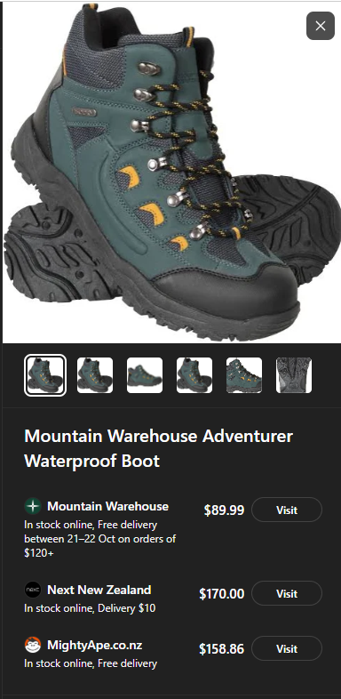 AI options on where to buy a product