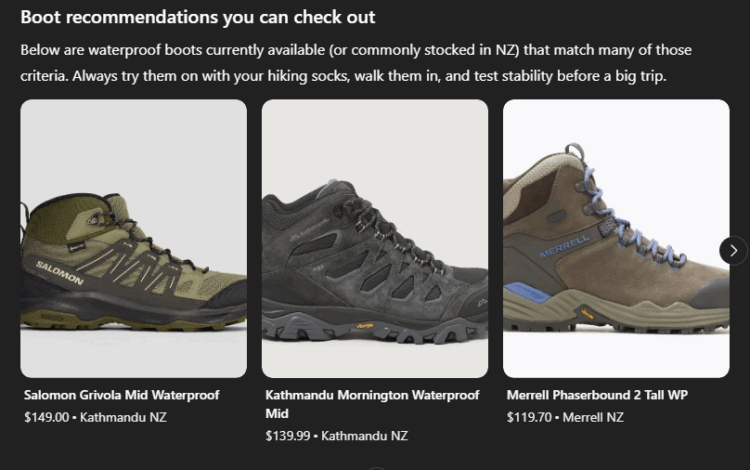 AI Recommendations to answer a question